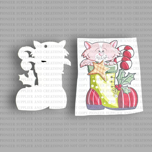Christmas Stocking Kitty Ornament Sublimation Blank | TAE