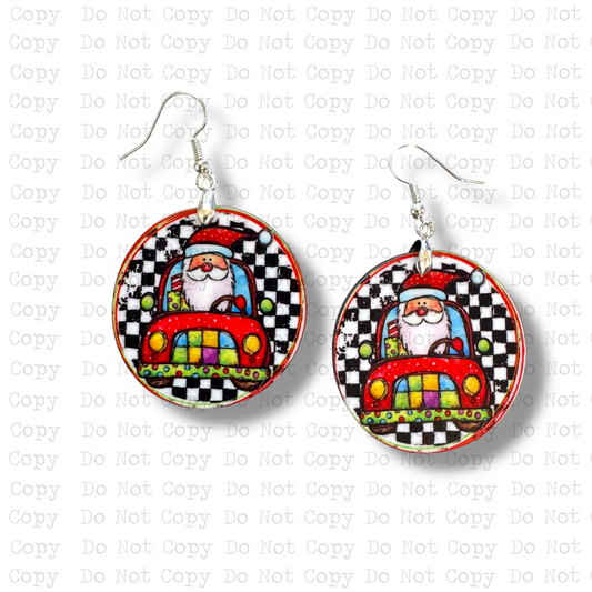 Festive Santa Earring Sublimation Blanks | TGDD