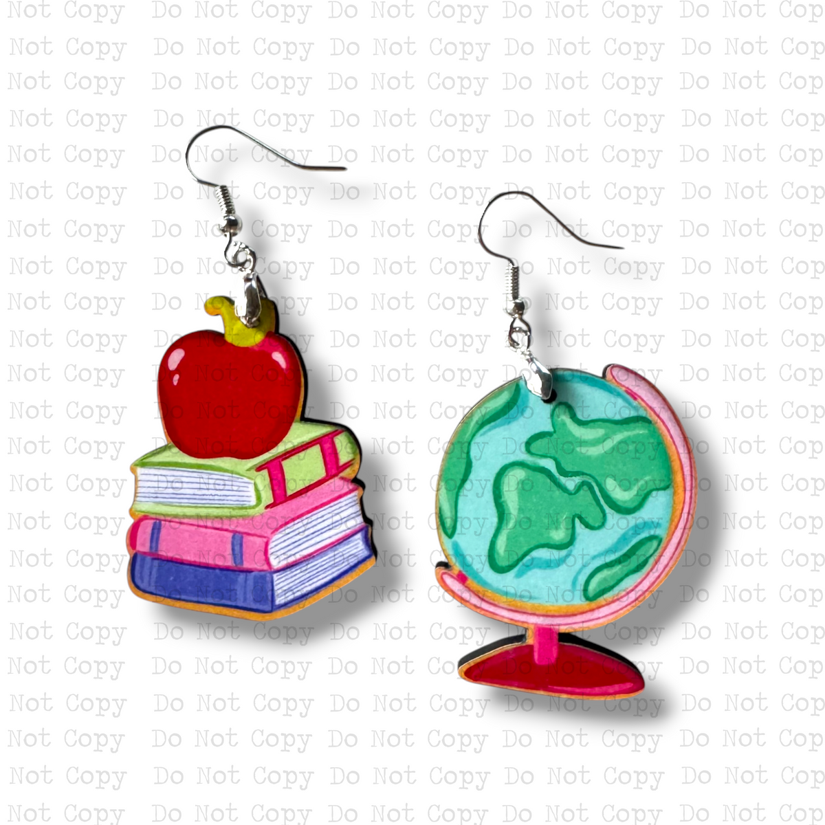 Teaching Is My Ministry Globe Bookstack Earring Sublimation Blanks | TCC