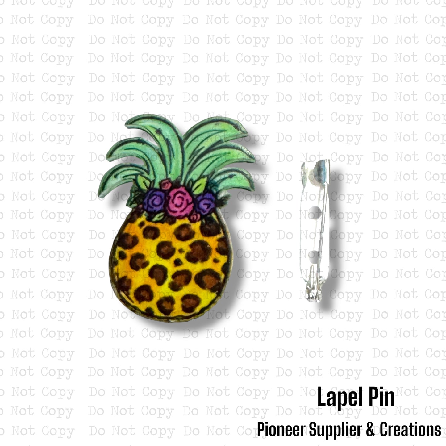 Leopard Pineapple Flower Lapel Pin Sublimation Blank | Exclusive