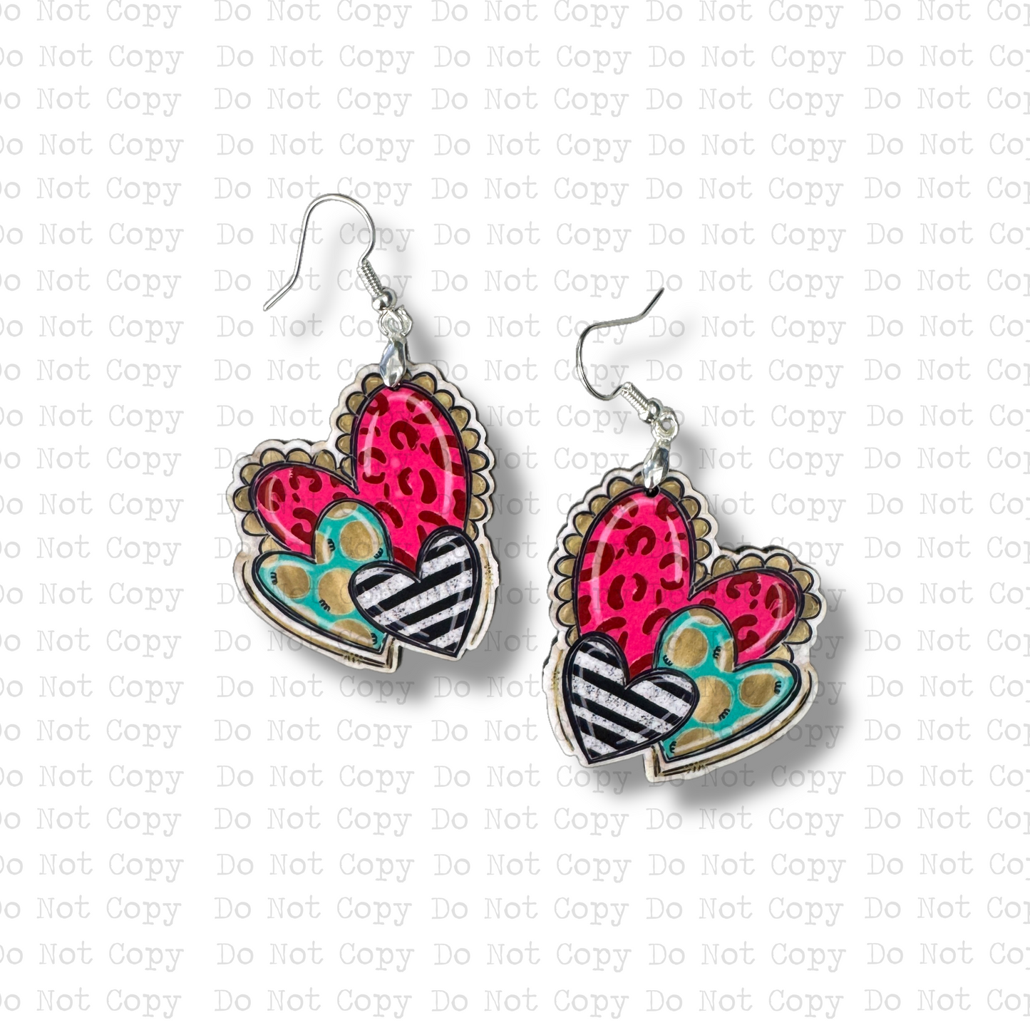Bright Heart Trio Earring Sublimation Blank Kit