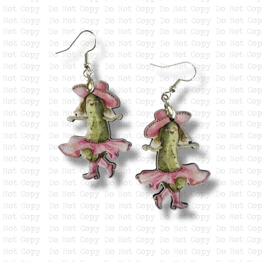 Dancing Cowgirl Pickle Earring Sublimation Blanks Kit | Exclusive
