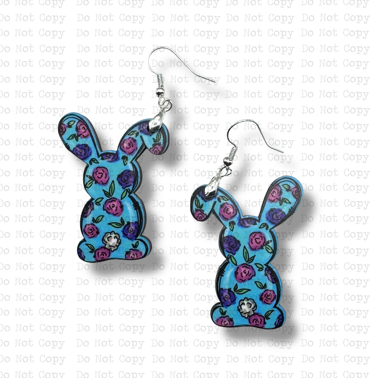Blue Floral Bunny Earring Sublimation Blank Kit | ARA