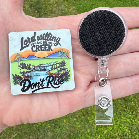 Creek Don't Rise Badge Button Sublimation Blank | Set of 2