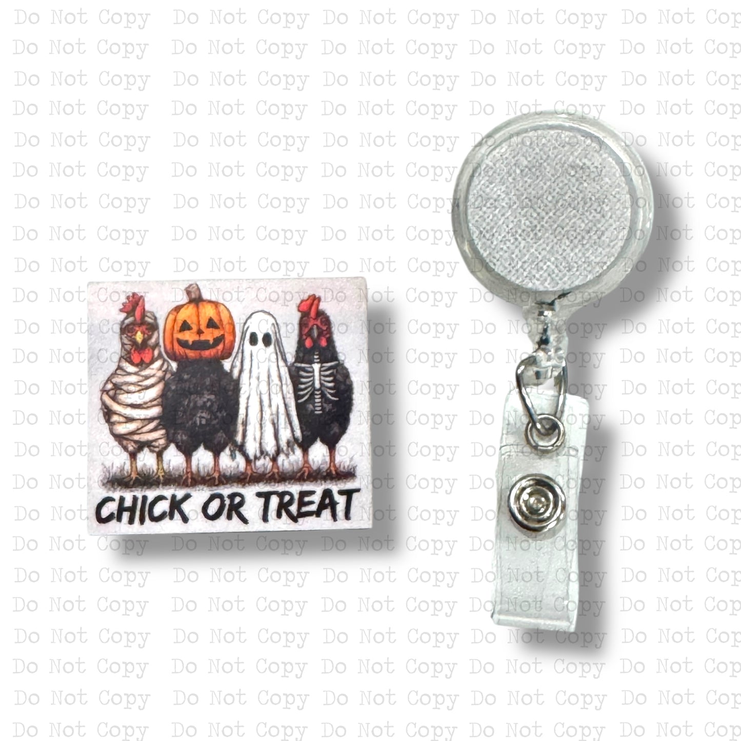 Chick Or Treat Badge Reel Sublimation Blank Kit