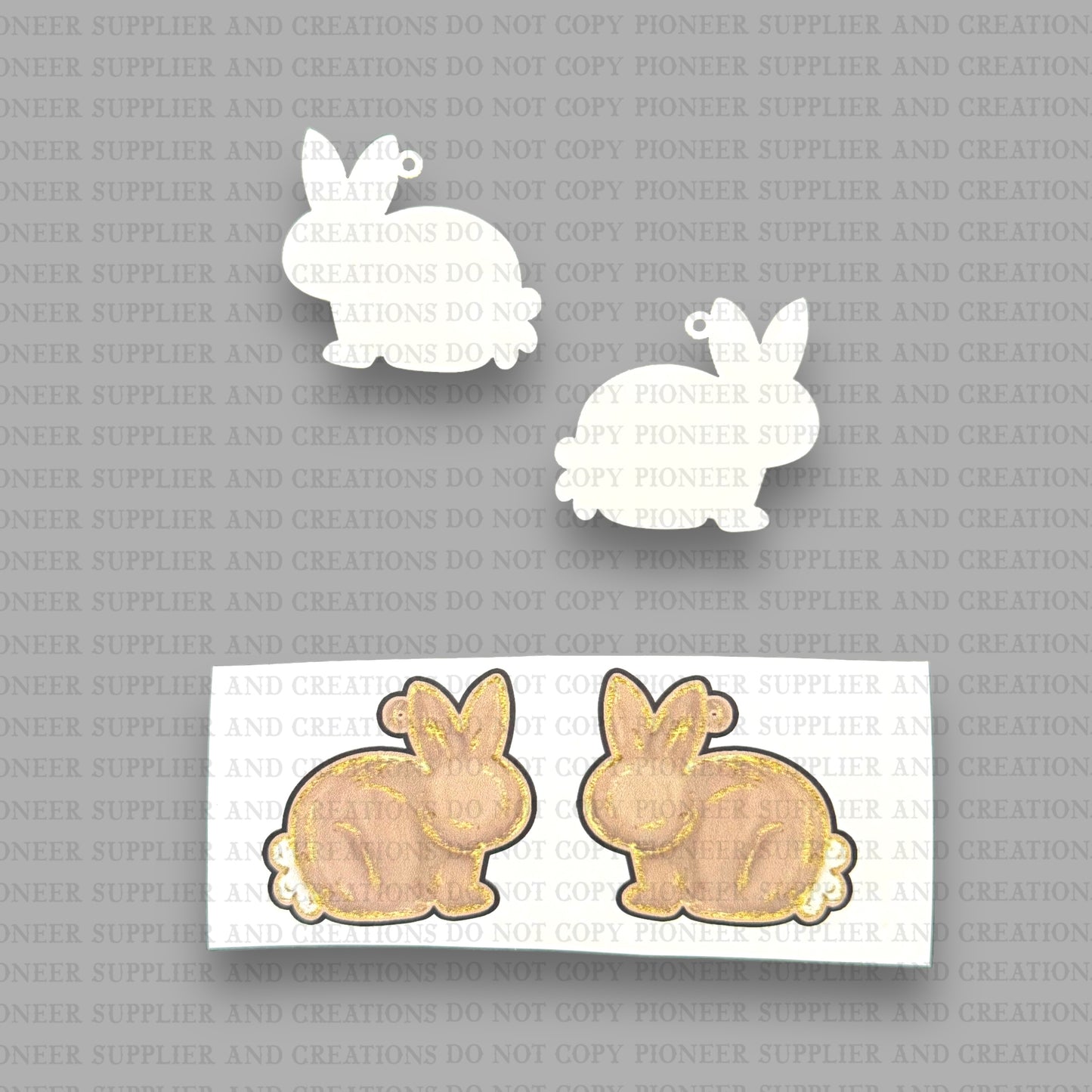 Hand Drawn Brown Bunny Earring Sublimation Blanks | Exclusive Alicia Ray Art