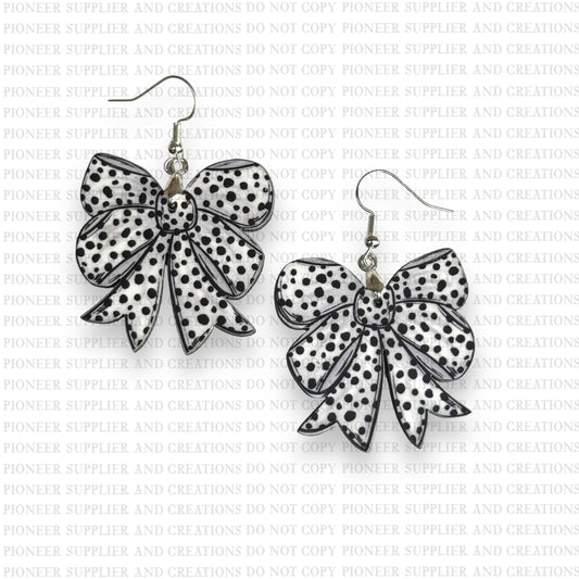 Dalmatian School Spirit Bow Earring Sublimation Blanks | Exclusive Alicia Ray Art