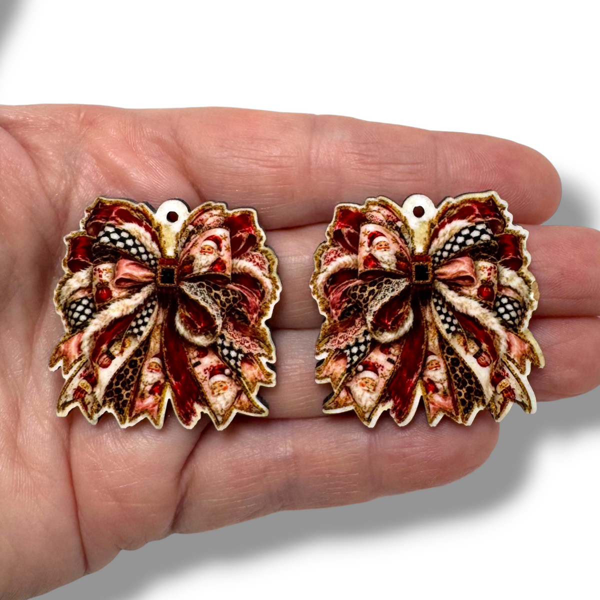 Santa Christmas Bow Earring Sublimation Blanks
