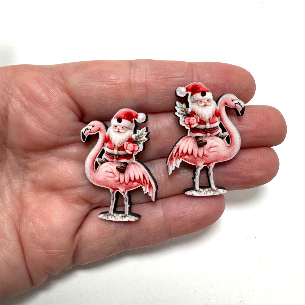 Santa Riding Flamingo Earring Sublimation Blanks