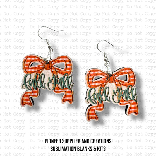 Fall Y'all Bow Earring Sublimation Blank Kit