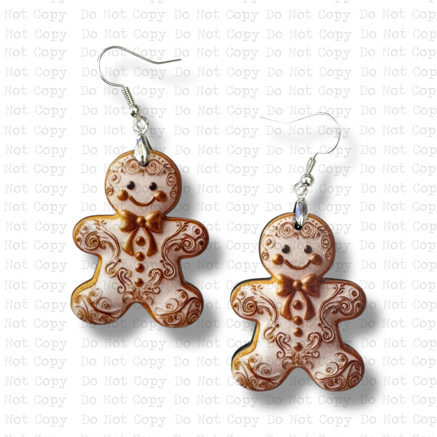 Gold and White Gingerbread Earring Sublimation Blank Kit