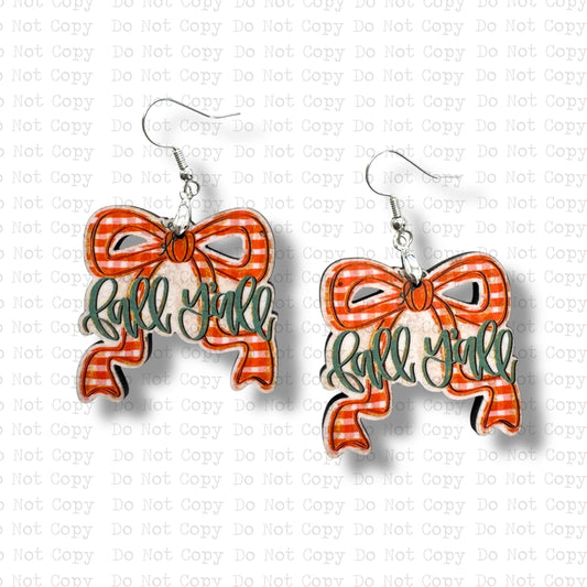 Fall Y'all Bow Earring Sublimation Blank Kit | J&CD