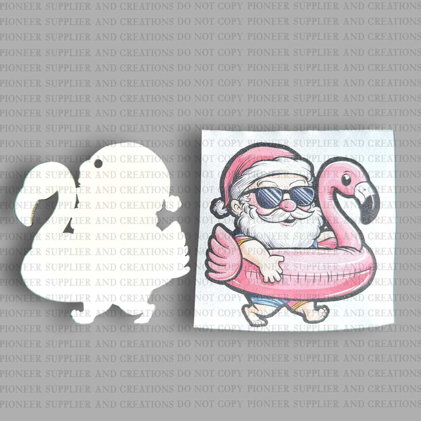 Flamingo Santa Ornament Sublimation Blank