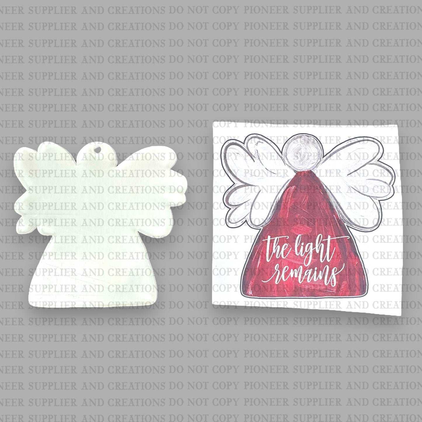 The Light Remains Red Memorial Angel Ornament Sublimation Blank