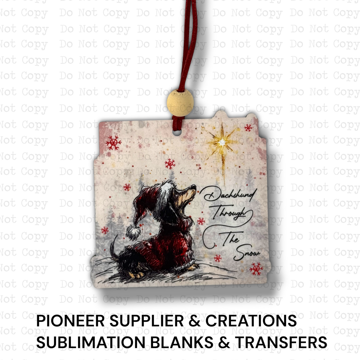 Dachshund Through The Snow Ornament Sublimation Blank