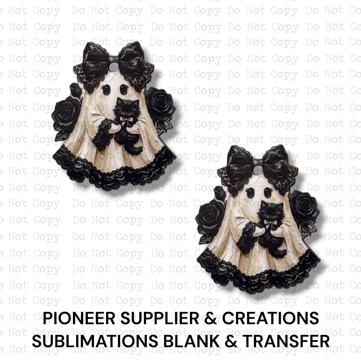 Goth Ghost Black Cat Mini Ornaments Sublimation Blank | Set of 2