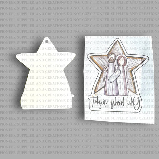 Oh Holy Night Star Ornament Sublimation Blank