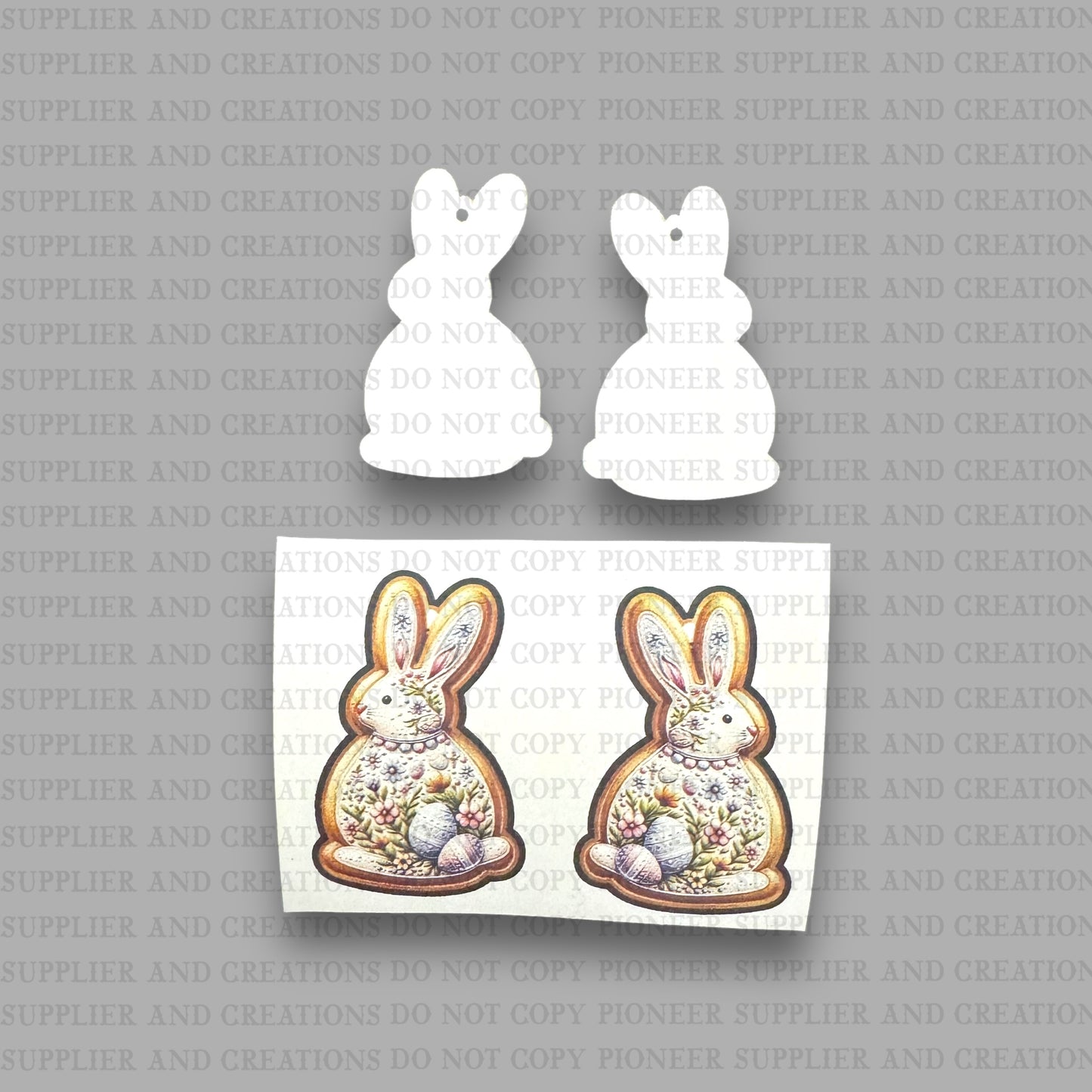 Bunny Cookie Earring Sublimation Blank Kit | Exclusive