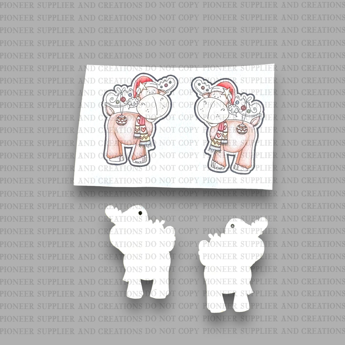 Christmas Moose Earring Sublimation Blank Kit | Exclusive