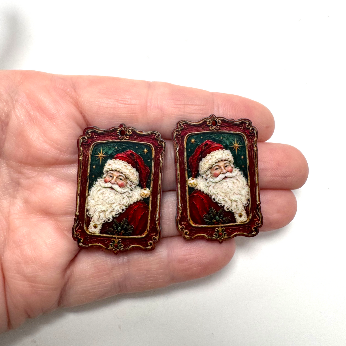 Vintage Santa Frame Earring Sublimation Blanks