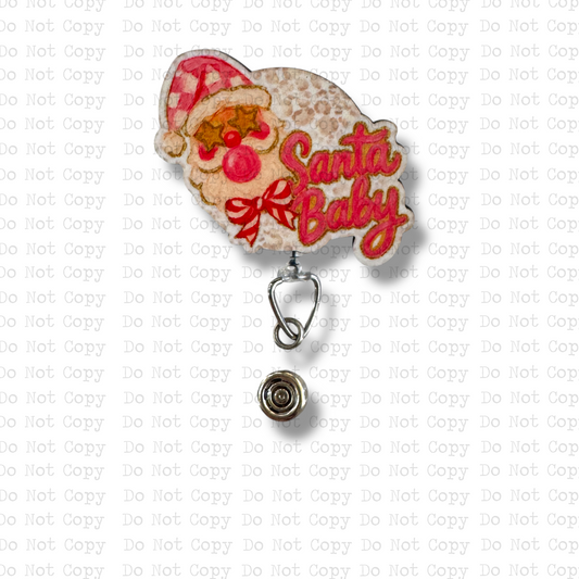 Bubblegum Santa Baby Badge Button Sublimation Blank | Set of 2
