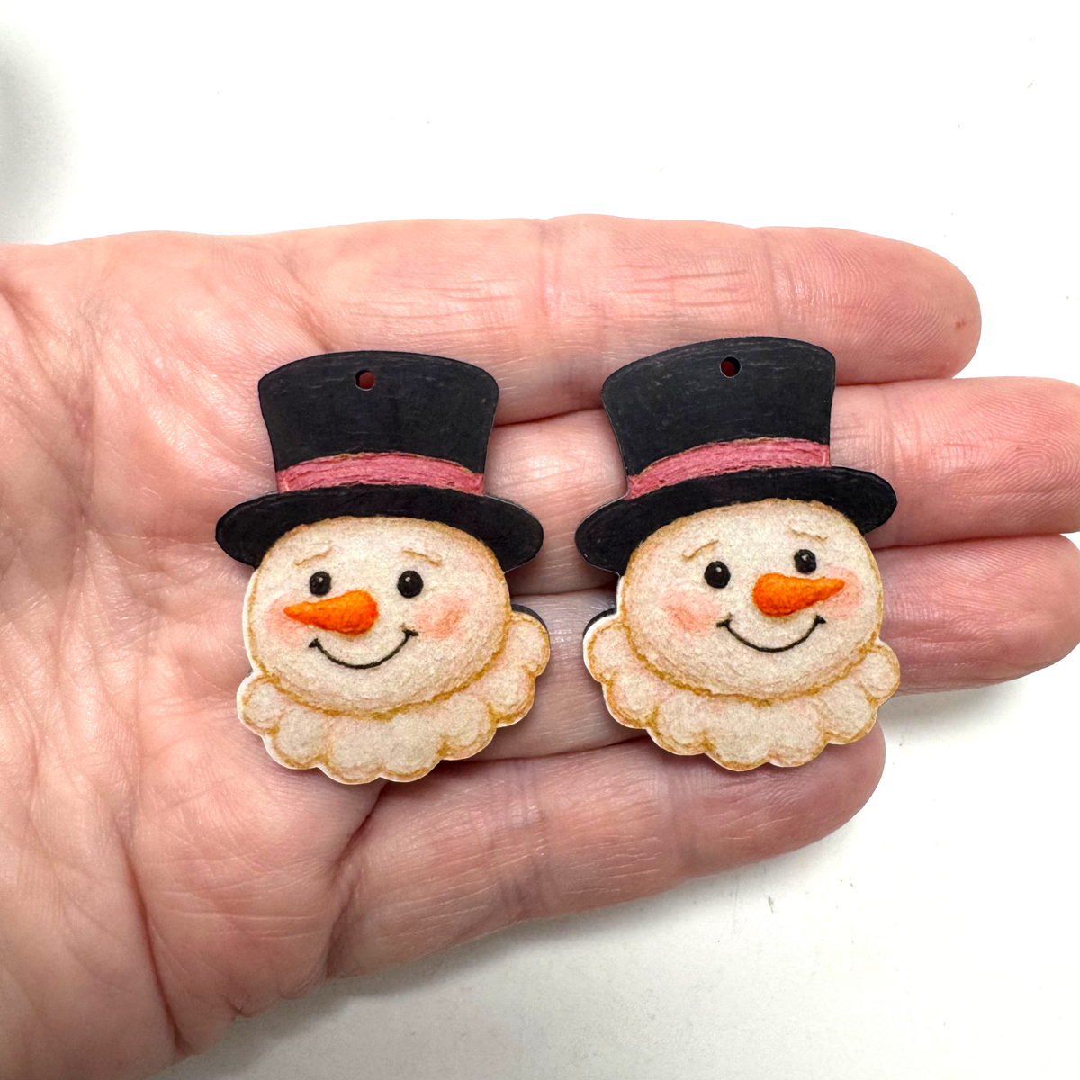 Hand Painted Pastel Snowman Earring Sublimation Blanks