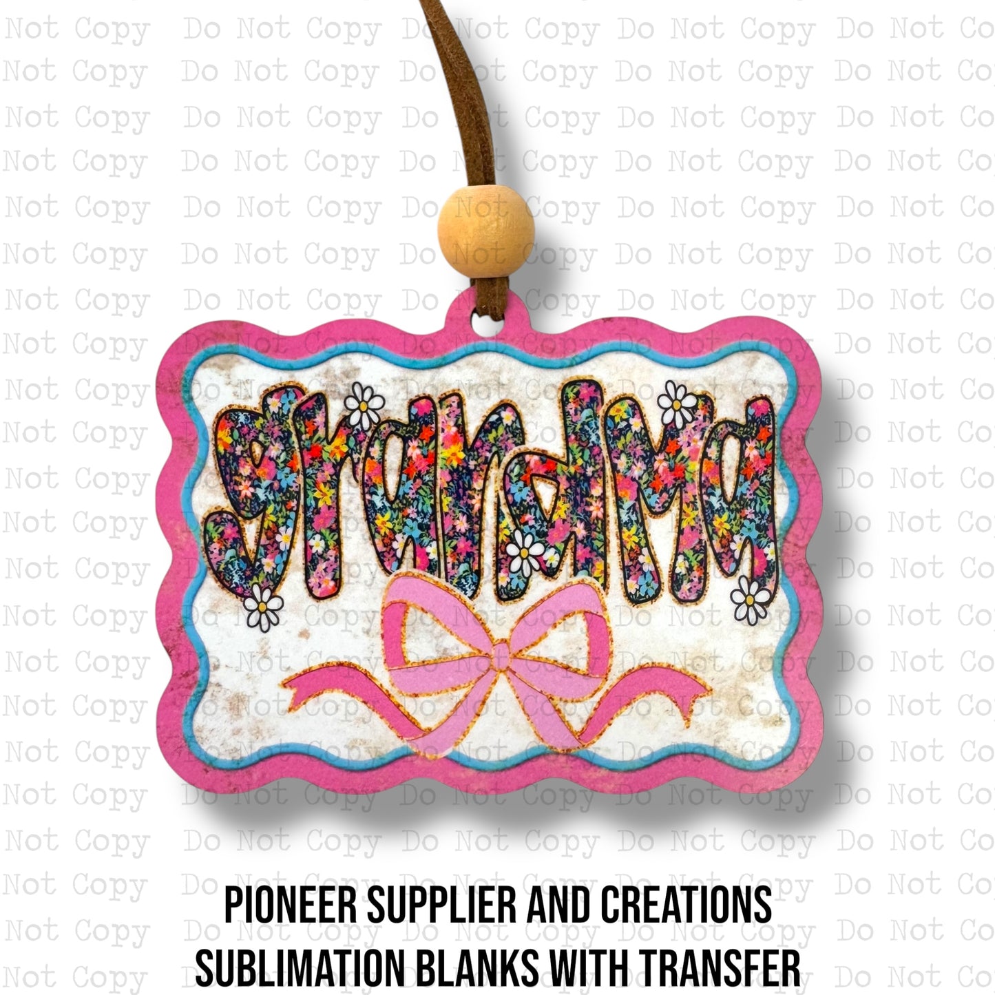 Grandma Floral Car Charm Sublimation Blank