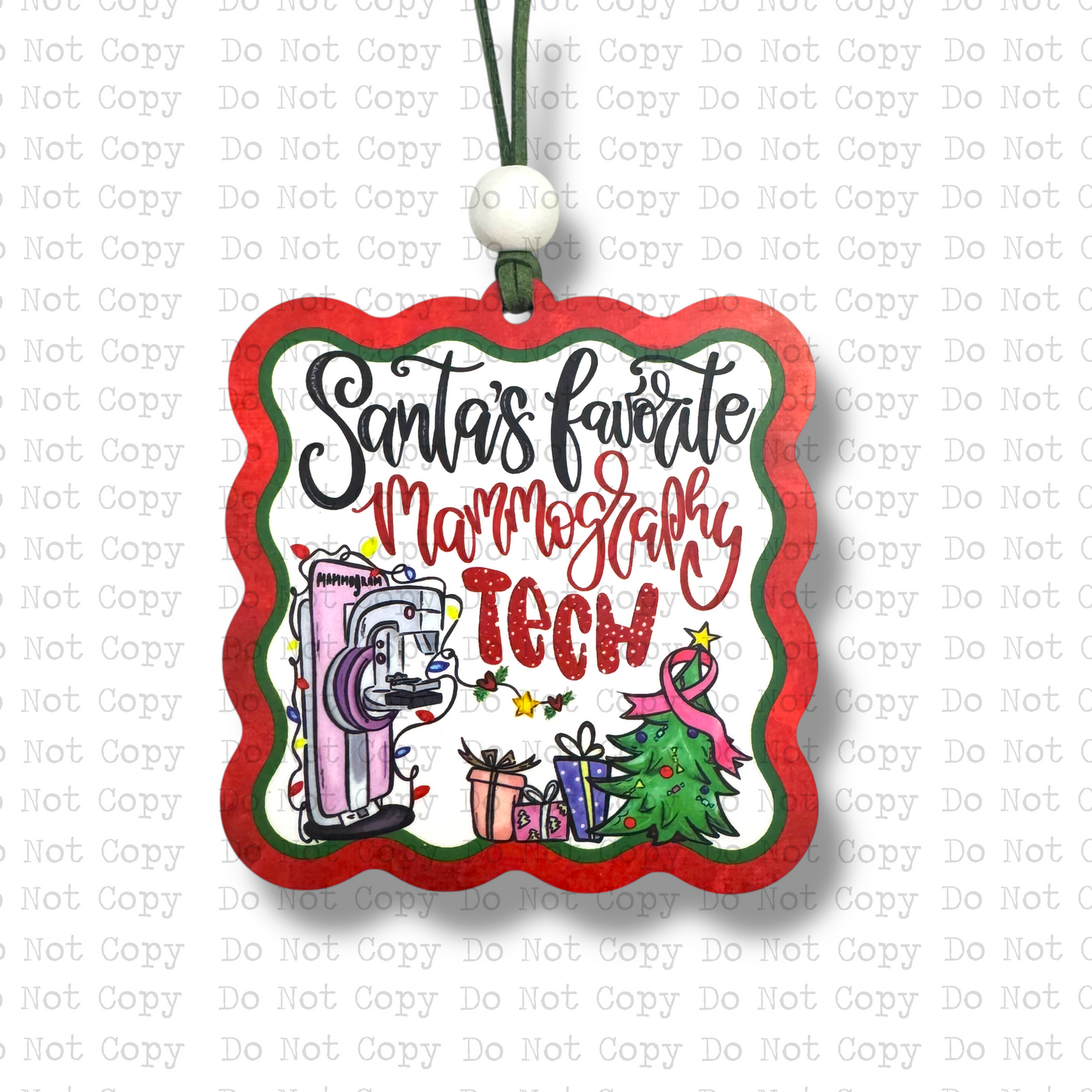 Santa's Favorite Mammography Tech Ornament Sublimation Blank | AAS