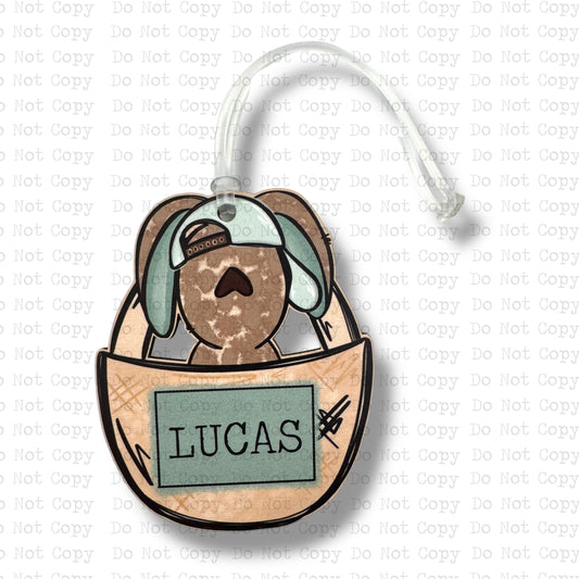 Bunny In Easter Basket Boy Tag Sublimation Blanks | Exclusive SPS