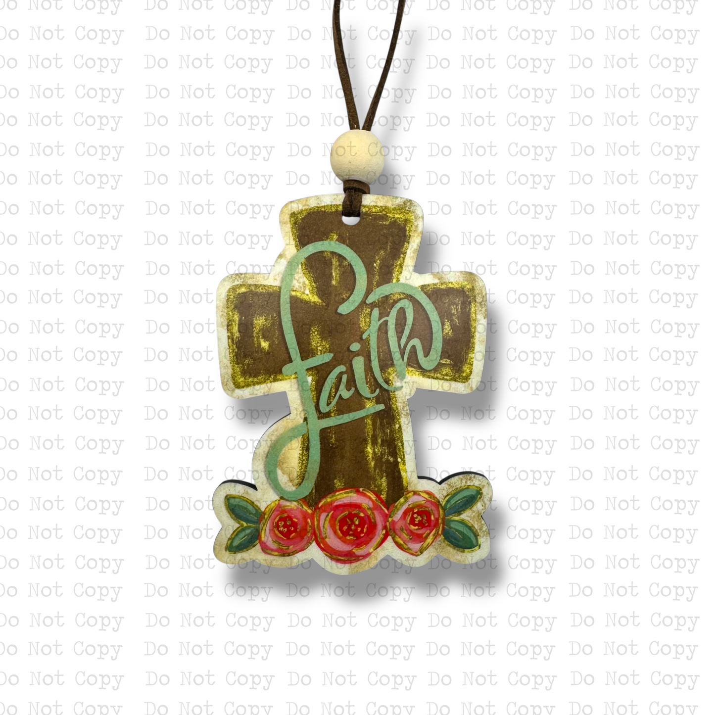 Floral Faith Cross Car Charm Sublimation Blank | ARA