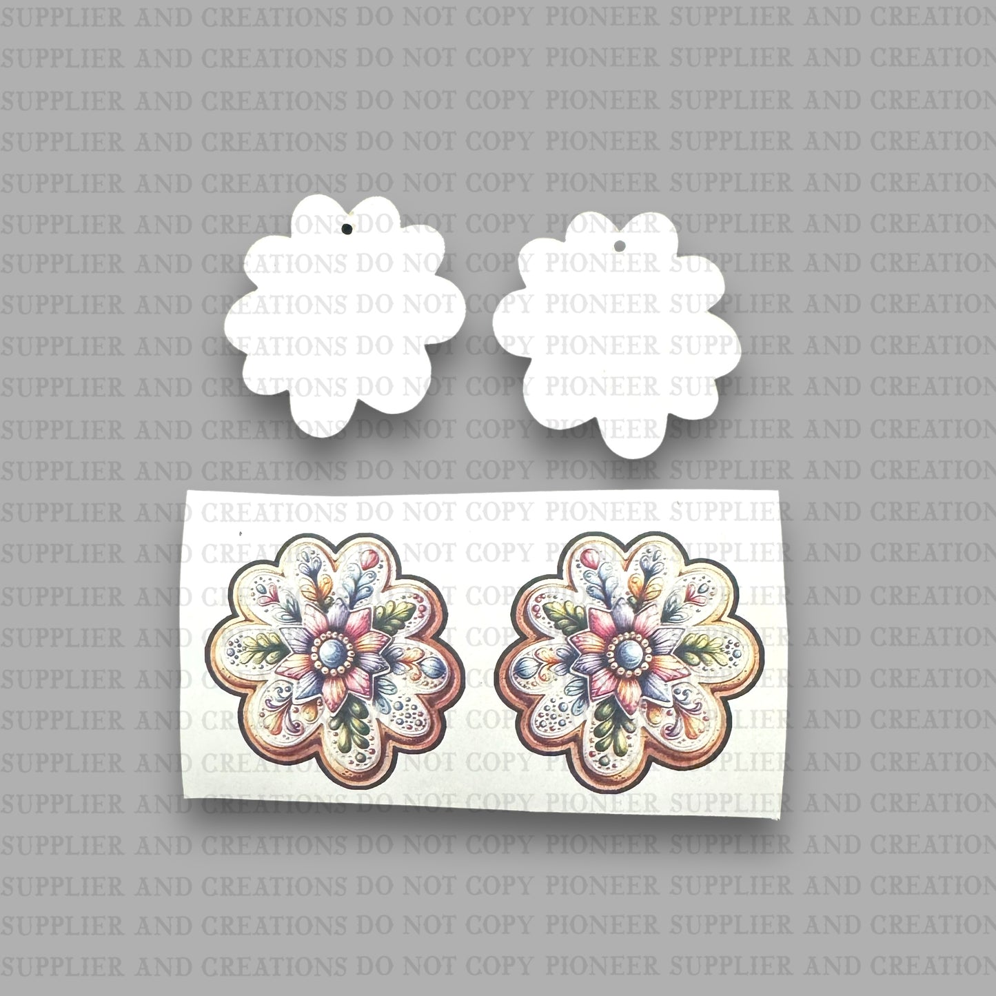 Flower Cookie Earring Sublimation Blank Kit | Exclusive