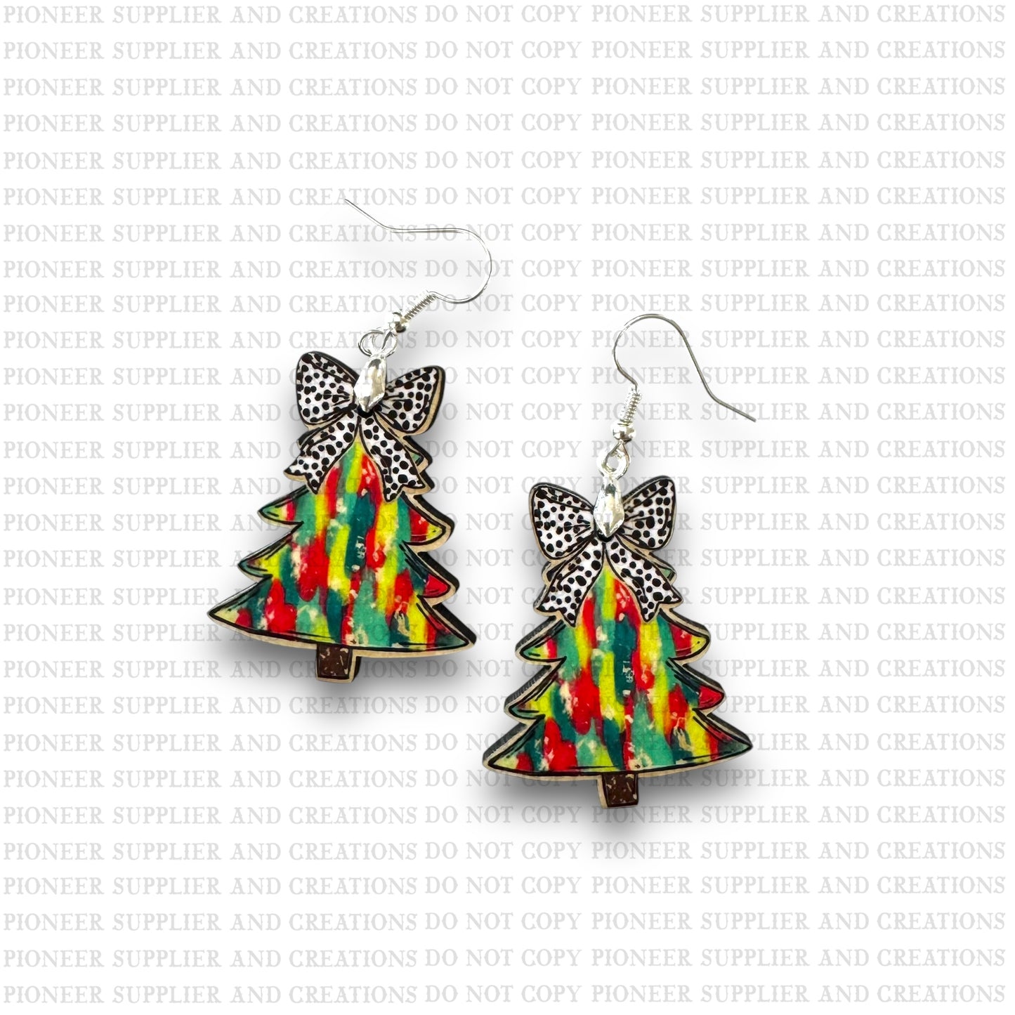 Christmas Colors Preppy Tree Earring Sublimation Blanks | Exclusive Alicia Ray Art