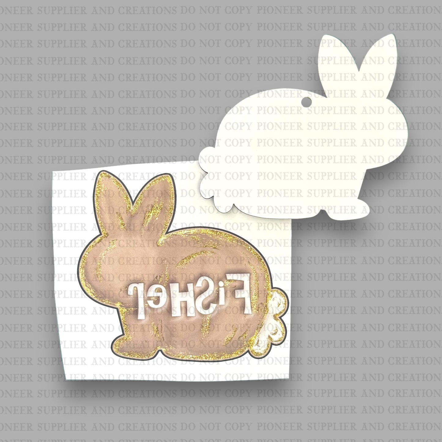 Hand Drawn Bunny Bag Tag Sublimation Blank | Exclusive Alicia Ray Art