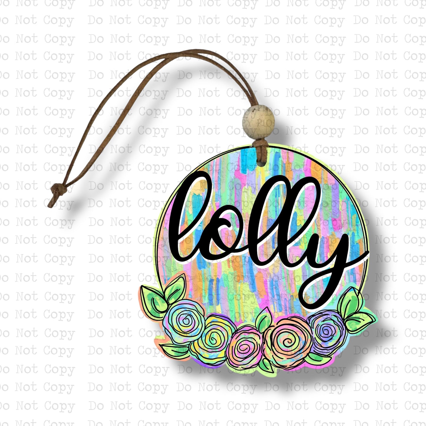 Lolly Textured Flowers Car Charm Sublimation Blank