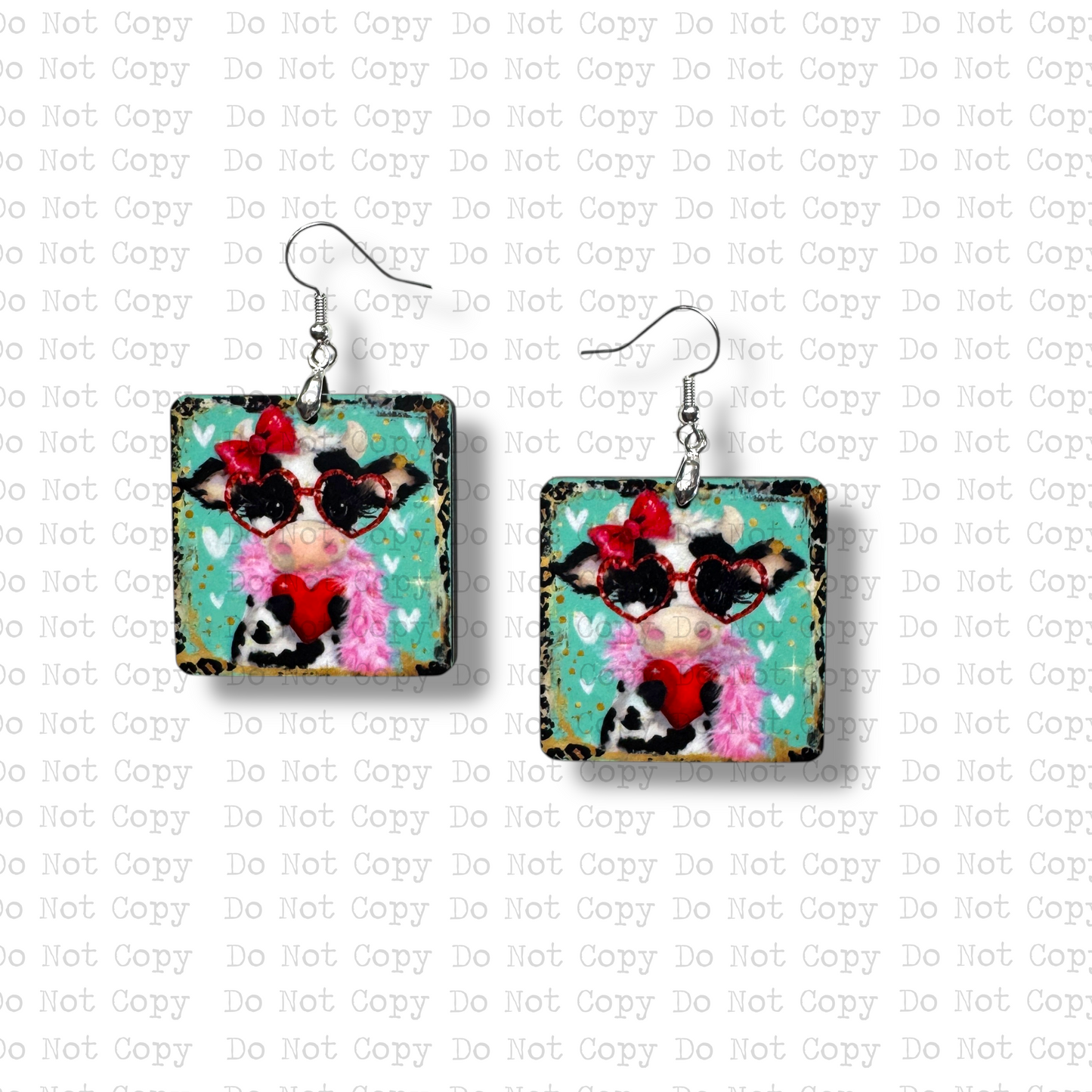 Cow Valentine Earring Sublimation Blank Kit