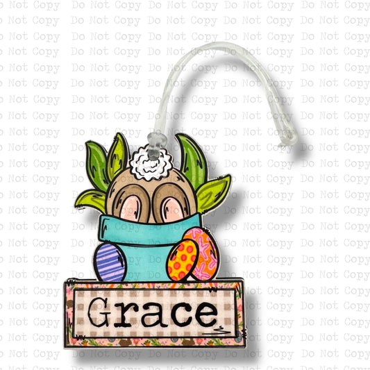 Bunny In Pot Name Patch Girl Tag Sublimation Blanks | Exclusive SPS