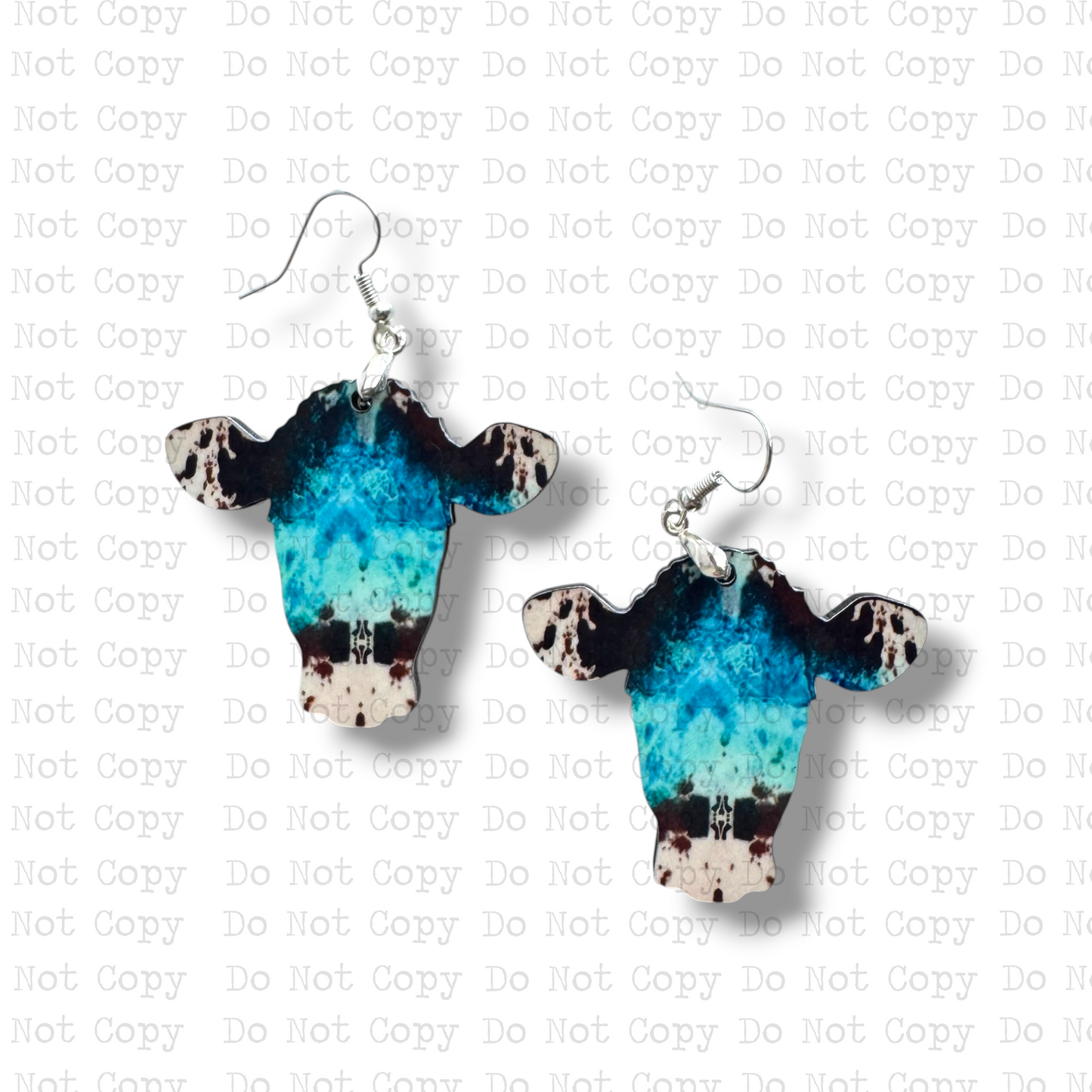 Teal Cowhide Cow Earring Sublimation Blank Kit