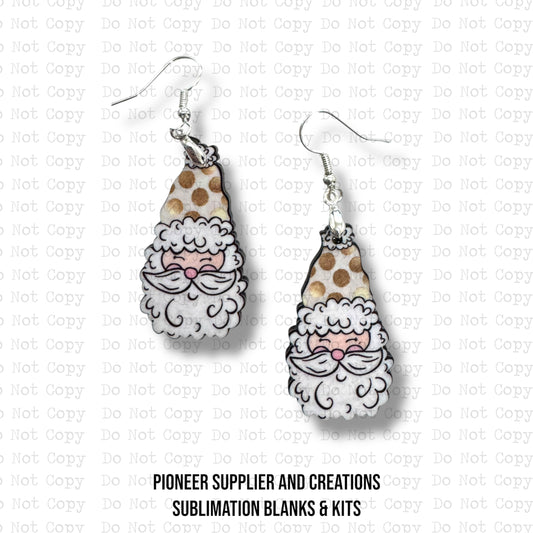 Gold Polkadot Santa Earring Sublimation Blank Kit