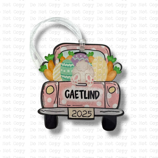 Easter Truck Basket Bag Tag Sublimation Blanks | Exclusive Monogram Moments