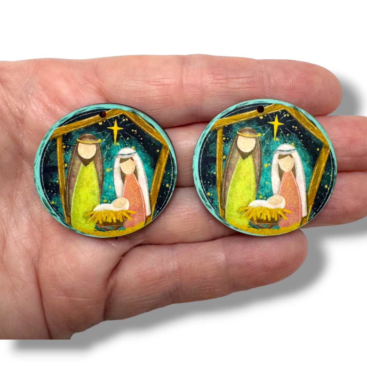 Round Nativity Earring Sublimation Blanks | AED