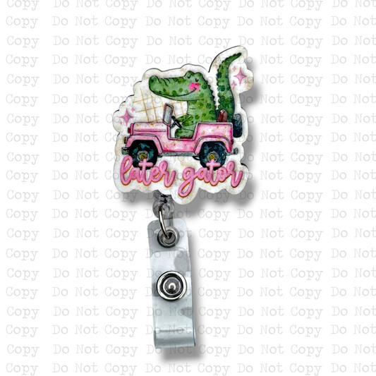 Later Gator Pink Truck Badge Button Sublimation Blank | Set of 2 PHDC
