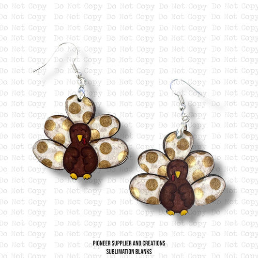 Golden Dot Turkey Shaped Earring Sublimation Blanks | Exclusive Alicia Ray Art