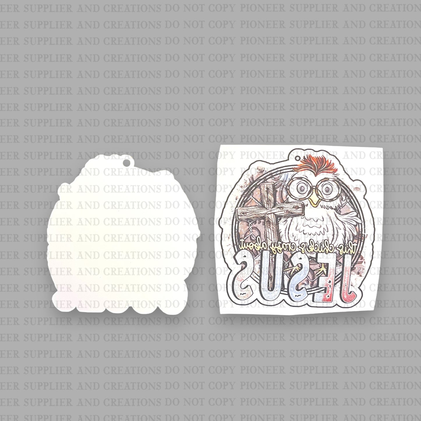 Chick Crazy About Jesus Car Charm Sublimation Blank