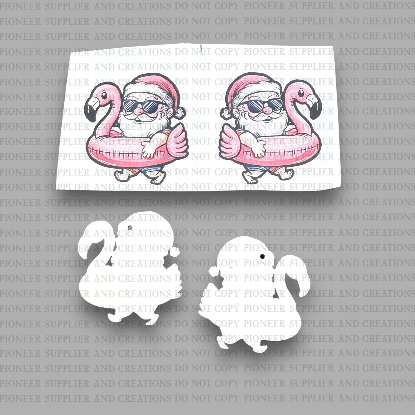 Flamingo Santa Earring Sublimation Blank Kit | Exclusive