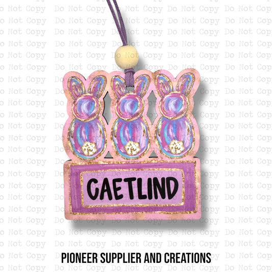 Girl Bunny Name Plate Bag Tag Sublimation Blanks | Exclusive Alicia Ray Art