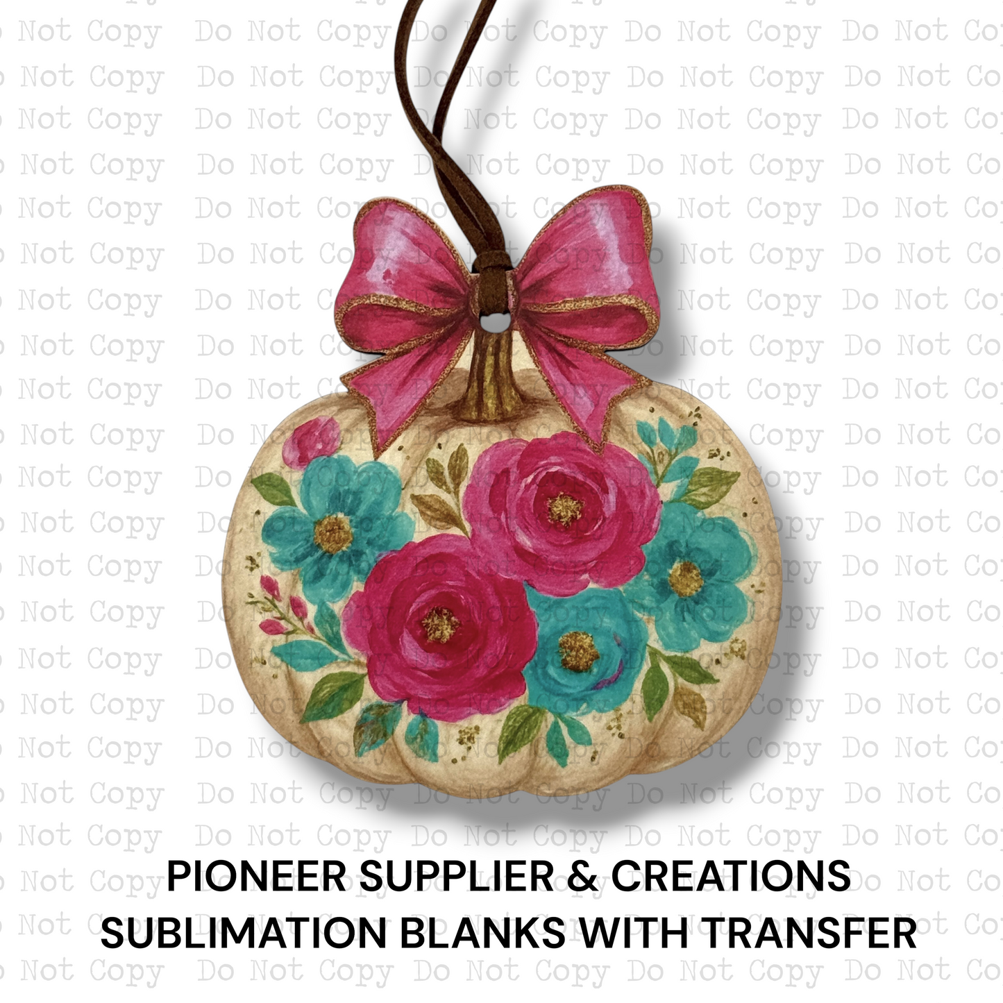 Preppy Pink Bow Pumpkin Ornament Sublimation Blank