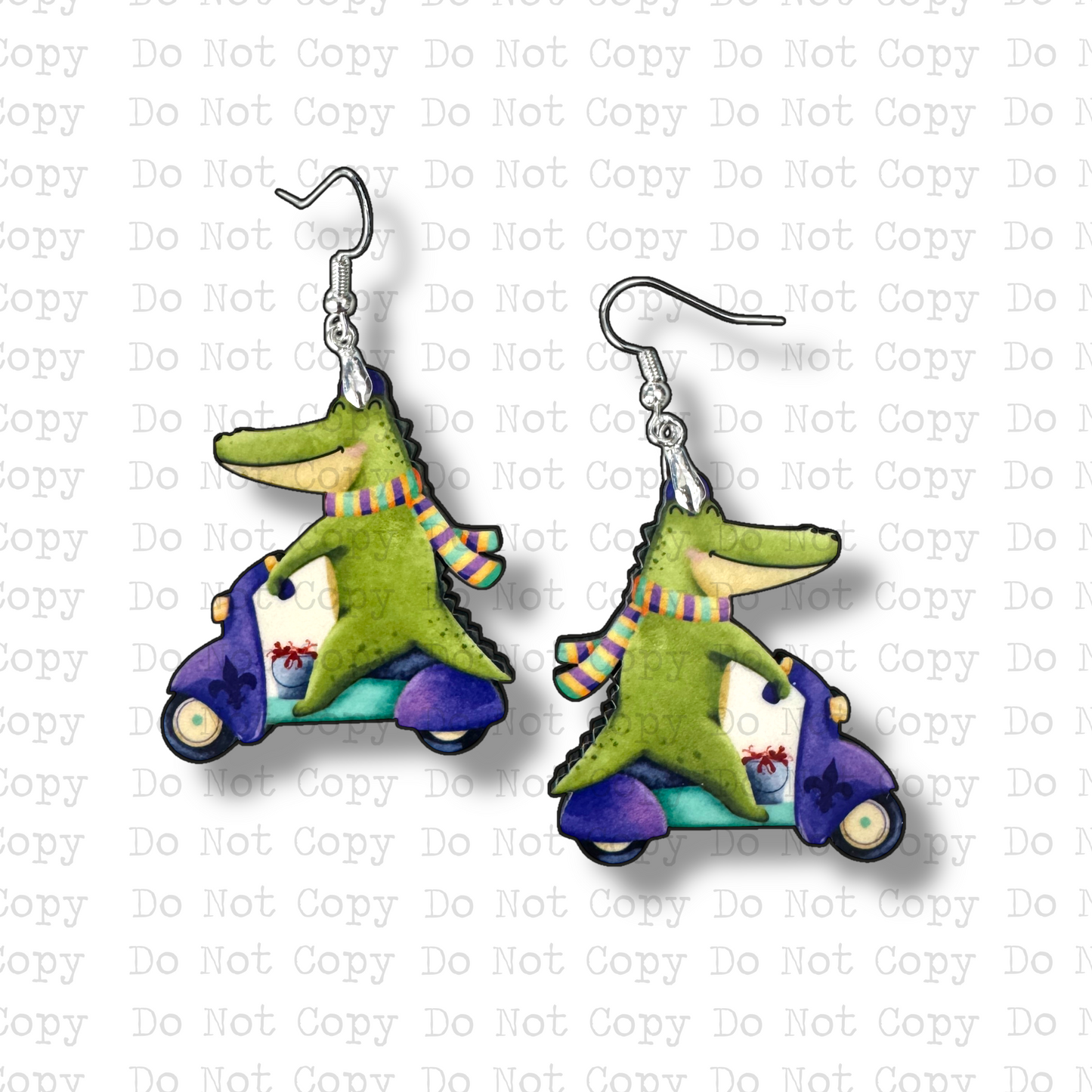 Mardi Alligator Moped Earring Sublimation Blank Kit