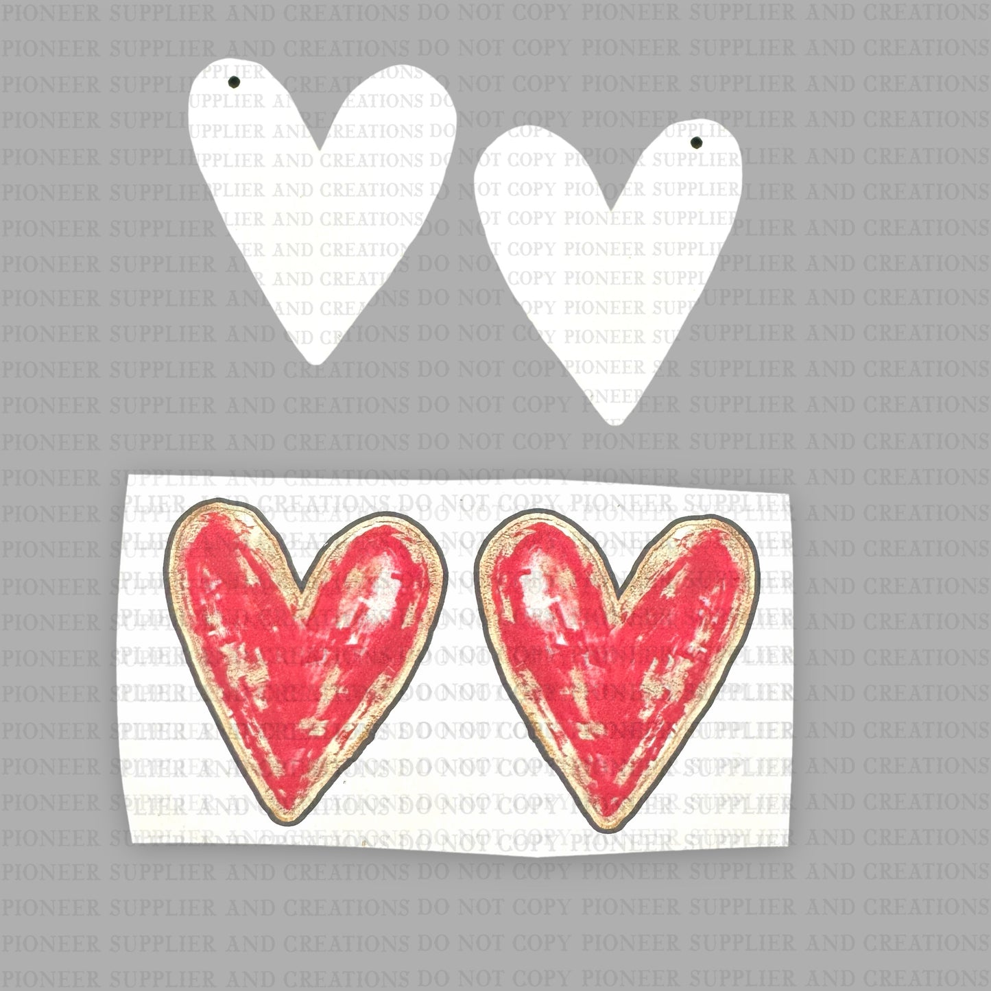 Red Gold Foil Heart Earring Sublimation Blanks | Exclusive Alicia Ray Art
