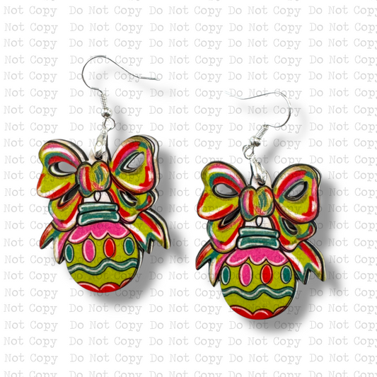 Festive Bow Lime Globe Earring Sublimation Blank Kit