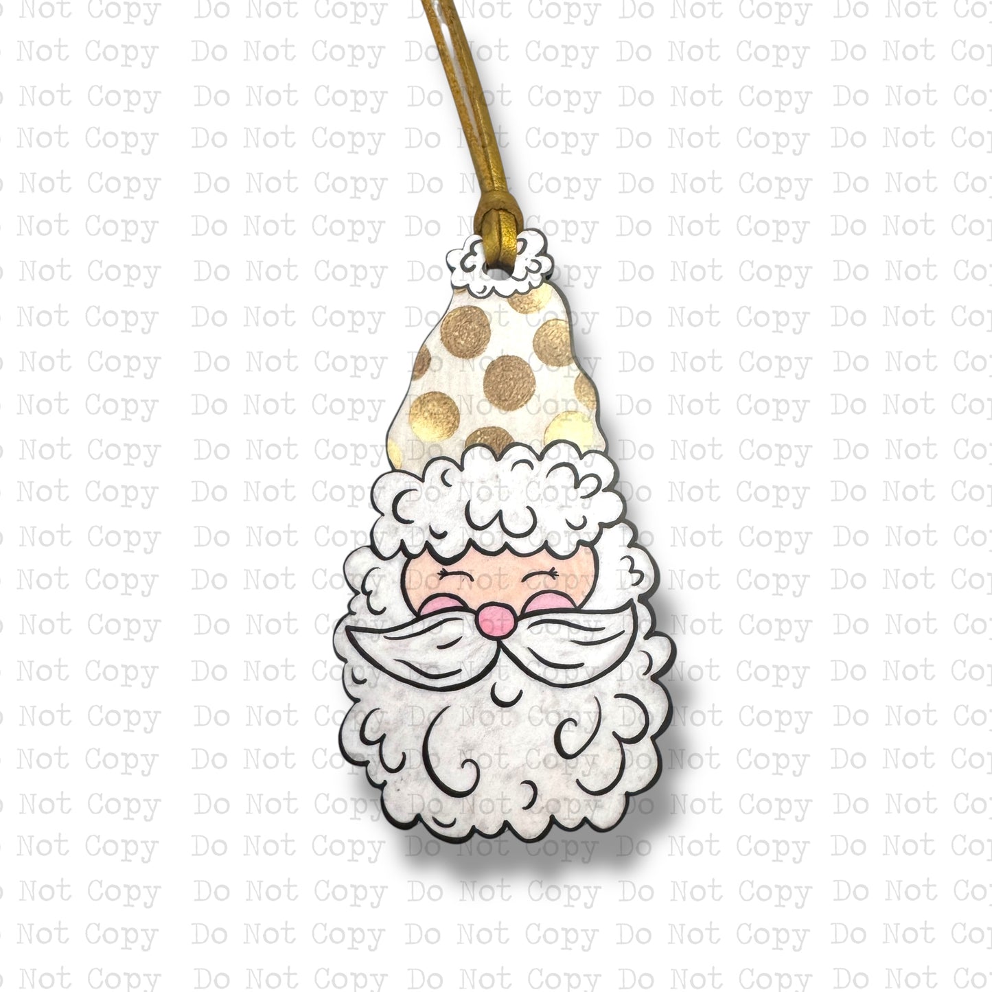 Gold Polkadot Santa Ornament Sublimation Blank